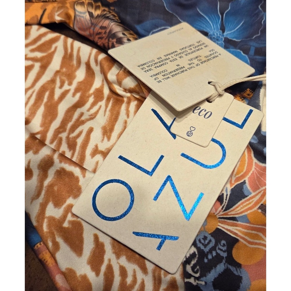 NWT Ola Azul Bikini Swimsuit Small Karol Top Alana Bottom Multicolor Eco Print - Picture 8 of 9